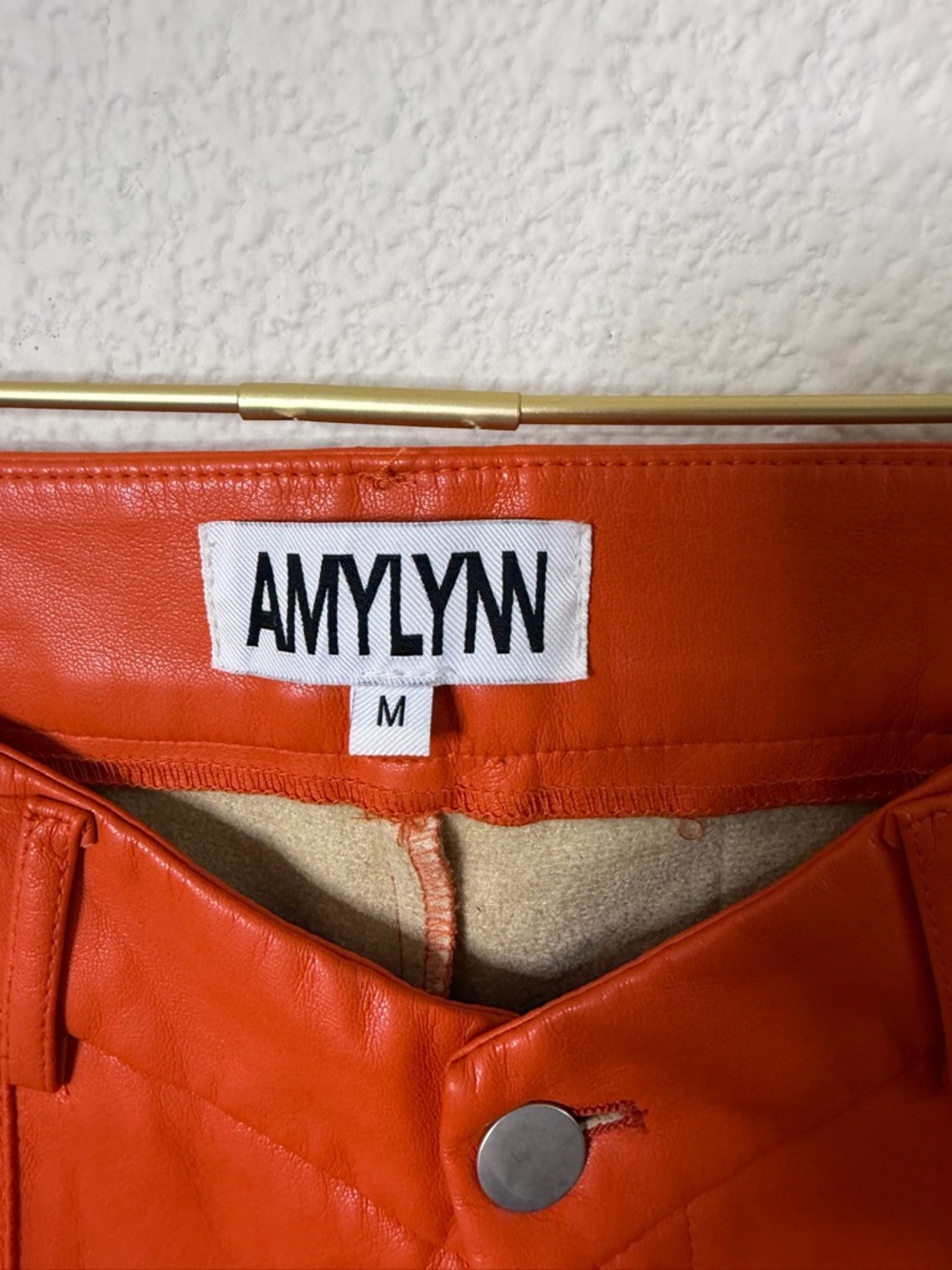 Amy Lynn Amber Faux Leather Flare V Front Trouser Pant Orange Womens Size M - Picture 7 of 10